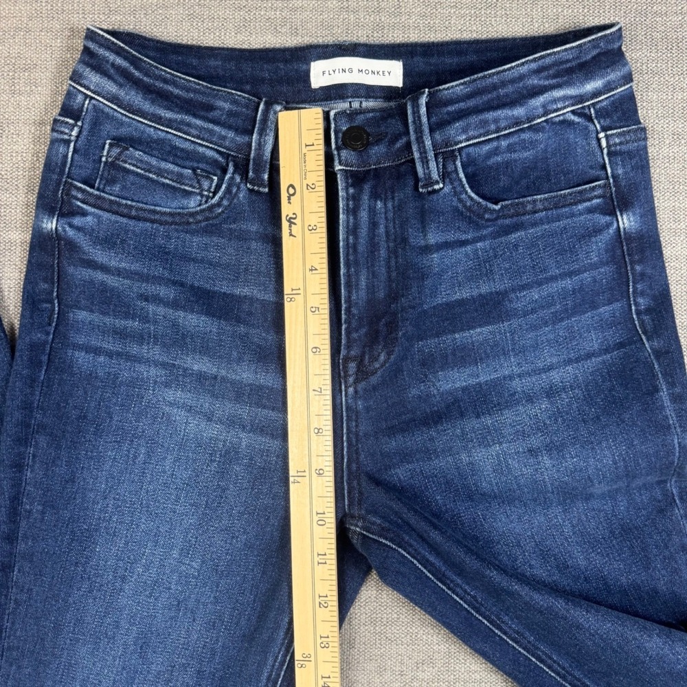 Flying Monkey Womens 27 High Rise Skinny Jeans Dark Wash Ankle Slit NWOT - Picture 7 of 9
